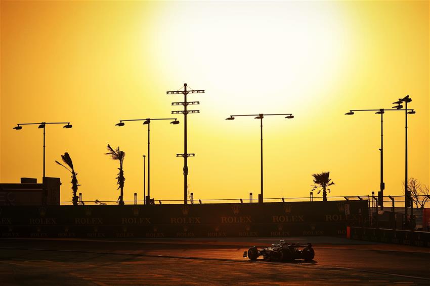 Yellow sunset and F1 car